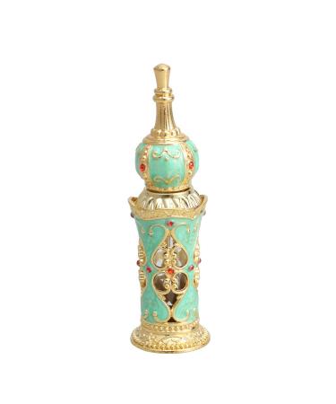 Healifty refillable perfume bottles in the vintage/center-east style empty bottle for essential oils wedding gifts 12 ml (gold and green)