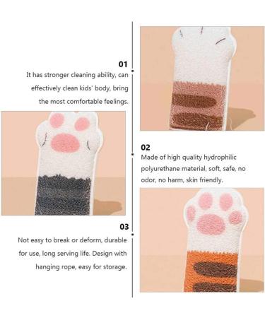Body Exfoliating Sponge Elastic Bath Sponge Cute Bathing Clean Scrub Brush with 4 Cat Paws - Buy Online on SooperMarket.com