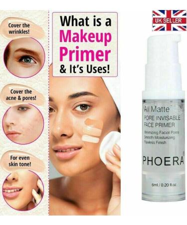 PHOERA Primer Matte Finish Face Makeup Pore filler Primer Foundation Base Oil Control Full Coverage Make Up Base Concealer Long Lasting Non Greasy Flawless Pores Minimiser Liquid Moisturizing (6ml.) 6 ml (Pack of 1) - Buy Online on SooperMarket.com