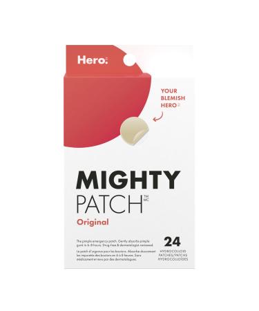 Mighty Patch Original from Hero Cosmetics - Hydrocolloid Pimple Patch Nightime blemish patch wake up to clearer looking skin suitable for sensitive skin (24 Count)