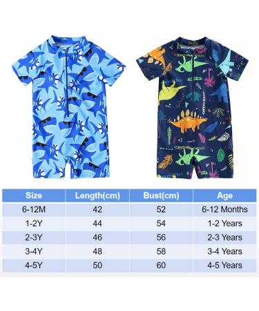PythJooh Baby Boy Swimsuit Rash Guard Shark Print One Piece Swimwear - Blue Shark (1-2 Years) - Buy Online on SooperMarket.com