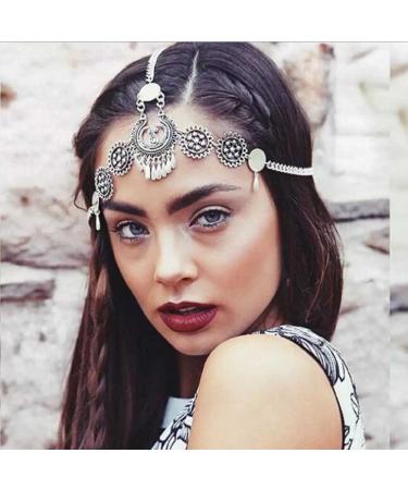 Missgrace Bohemian Vintage Silver Headband with Tassels & Pearls for Women and Girls - Buy Online on SooperMarket.com
