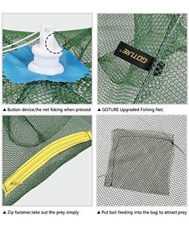 Goture Portable Folded Fishing Net with 12 Holes and 100 Feet Rope - Ideal for Catching Fish, Shrimp, Minnows, Crayfish, and Crabs - Buy Online on SooperMarket.com
