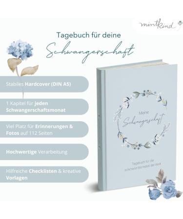 Buy Mintkind Pregnancy Diary My Pregnancy A5 - Floral Blue Hardcover | Perfect Gift for Expectant Mothers | Pregnancy Photo & Baby Album - Buy Online on SooperMarket.com