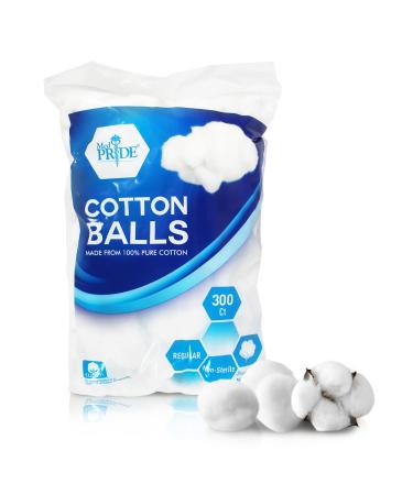 MED PRIDE Premium 100% Pure Cotton Balls 300 Count- Multipurpose Cotton Balls for Makeup Remover, Nail Polish, Applying Lotions & More- Ultra Soft and Absorbent Small Cotton Balls for Everyday Use
