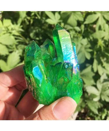Home Decoration 100-120g Natural Crystal Green Angel Aura Quartz Cluster specimens Cured Titanium Coating Quartz Cluster Stones kaixun (Size : 70g) - Buy Online on SooperMarket.com