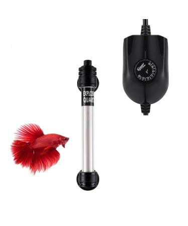 hygger Mini Inline Quartz Glass Aquarium Heater with External Controller, Adjustable Submersible Betta Fish Tank Thermostat 50W/100W 50W (5-15 gallon)