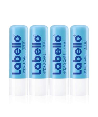 Labello Hydro Care in a 4 -pack (4 x 4.8 g) lip care without mineral oils for dry lips lip care stick with LSF 15 and shea butter for nursing lip protection