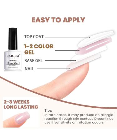RARJSM Glitter Nude Gel Polish Set - 6pcs Pale Pink, Milky Jelly, Cashmere, Beige, Apricot, Champagne, Brown | UV LED Cured Translucent Natural Soak Off Iridescent Holographic Nail Polish 7.5ml - Buy Online on SooperMarket.com