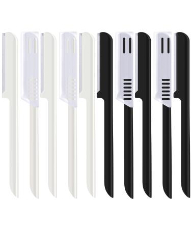 10 Pieces Eyebrow Razor for Women Facial Shaver Razor Brow Shaper Eyebrow Trimmer Dermaplaner Shaping Tool with Cover (Black White)