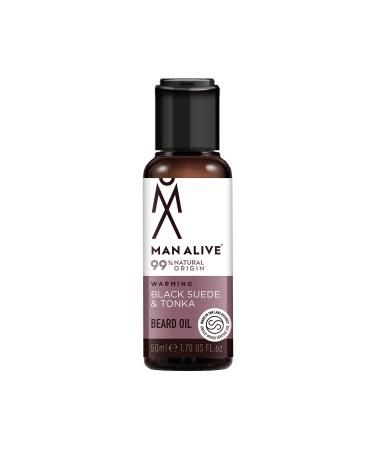Beard Oil for men by Man Alive 99% Natural skincare 50ml with Oatmeal Argan Oil Jojoba Oil & Almond Oil gifts for men softens facial hair mens gifts birthday gifts for him (Black Suede & Tonka)