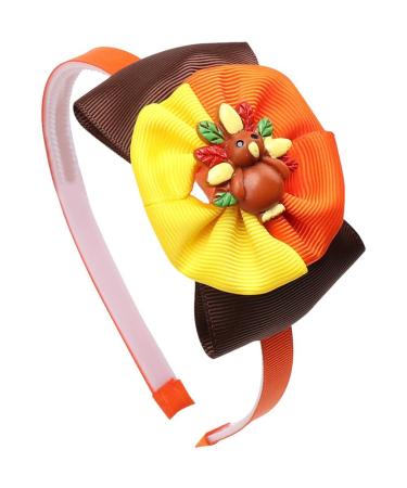 Stakee Thanksgiving Hair Hoop Turkey Headband Bowknot Hair Hoop Autumn Orange Hair Hoop Thanksgiving Hair Accessories