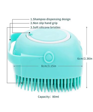 Molain Silicone Dog Cat Bath Brush Comb - Soft Grooming & Massage Brush with Shampoo Dispenser (Blue) - Buy Online on SooperMarket.com