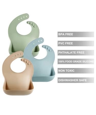 Buy Pandaear 3-Piece Silicone Bibs | BPA-Free Washable & Waterproof Baby Feeding Bibs with Bowl - Perfect for Boys & Girls - Buy Online on SooperMarket.com