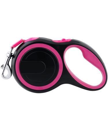 Dogs Retractable Leash 5m/16FT Lead Extendable Strong Heavy Duty Nylon Medium Puppy Leads Extension Leashes Anti-Slip Flexi Chain Pet Training 20kg Dog Automatic No-Tangle Tape (Pink)