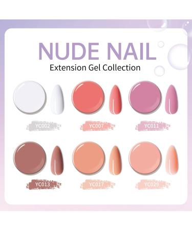 Nail Extension Gel Kit Nude Pink White 6 Colors 15ml Poly Nail Gel Nail Builder Gel Nail Enhancement Gel Set for Home DIY Nail French Manicure(Nail Poly Gel-CS) 6 Colors-NUDE - Buy Online on SooperMarket.com