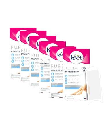 Cold wax strips 6 Pack legs and body for sensitive skin for simple hair removal even with very short hair veet cold wax strips sensitive skin 6x20 pieces