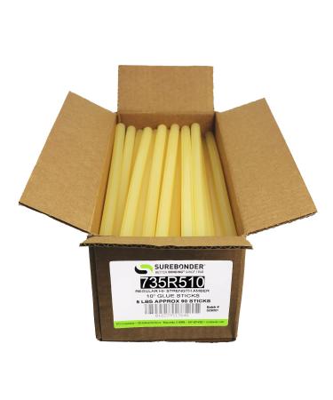 735R510 Full Size 10" High Strength Amber Color Hot Glue Stick - 5 lb Box