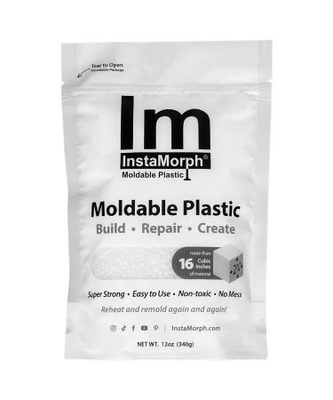 InstaMorph Reusable Moldable Plastic | Thermoplastic Beads, Meltable Polymorph Pellets | Lightweight Modeling Compound For DIY Crafts, Sculpting, Cosplay Accessories | Temporarily Repair | White, 12oz