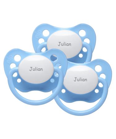 Name pacifier - NIP pacifier with name - silicone size 1 - light blue - set of 3
