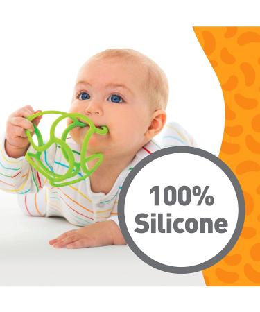 OgoBolli Teething Ring Tactile Sensory Ball Toy - Soft Non-Toxic Silicone - Green | Ages 3 Months - Buy Online on SooperMarket.com