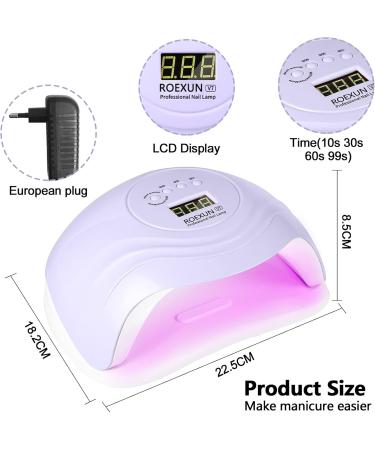 Roexun 168W UV LED Nail Lamp - Portable USB Nail Dryer for Gel Polish with Auto Sensor & 4 Timer Settings | Perfect for Fingernail & Toenail Care - Buy Online on SooperMarket.com
