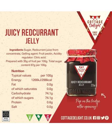 Cottage Delight - Juicy Redcurrant Jelly - 227g - Buy Online on SooperMarket.com