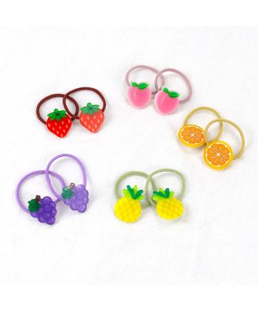 Hair Ties Elastics Cartoon Fruit Soft Rubber Bands Hair Band Hair Accessories for Girls Small Ponytail Holder Hair Ropes Cute Hair Ties No Damage for Toddler Infant Teens 10pcs Jelly Fruit