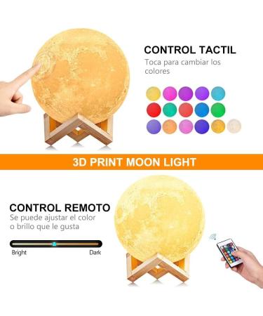 AGM 16-Color LED Moon Lamp with Remote & Touch Control - 3D Printed Night Light for Bedroom Caf & Dining Room | 15 cm | Dimmable Mood Light - Buy Online on SooperMarket.com