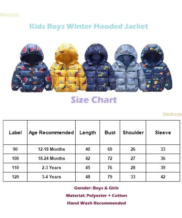 Baby Toddler Hooded Puffer Coat | Lightweight Windproof Jacket with Zippers and Pockets | Waterproof Winter Outfit (18-24 Months) - Buy Online on SooperMarket.com