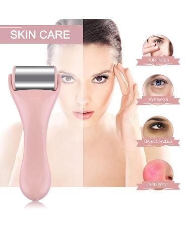 Pink Stainless Steel Ice Roller for Face & Eye - Pain Relief, Migraine, Puffiness - Cold Facial Roller for Redness, Headaches - Skincare Massager - Buy Online on SooperMarket.com