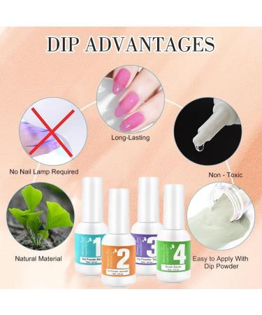 Dip Powder Nail Kit - 4 Colors Nude Pink Brown Starter Set | Acrylic Dipping System with 4 Powder & 4 Liquid 15ml Bottles - Buy Online on SooperMarket.com