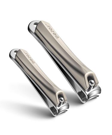 Bezox 2 pieces nail clip set for fingernail and toenail - nail clipper fingernail clipper (dermatologist developed) Suitable for each nail type dark gold