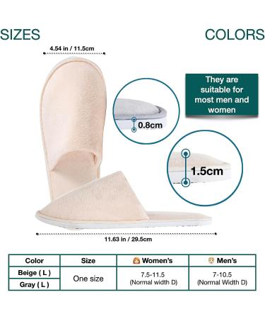 6 Pairs OSTADARRA Spa Slippers - Non Slip, Disposable & Washable - Unisex House Hotel Indoor Slippers in Beige and Gray - Perfect for Guest, Bathroom, Bedroom & Bride - Buy Online on SooperMarket.com