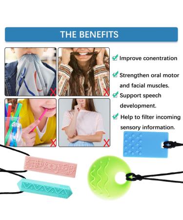Sensory Chew Necklaces (4 Pack) for ADHD Autism Biting | BPA Free Silicone Chewelry Necklace (Color 2) - Buy Online on SooperMarket.com