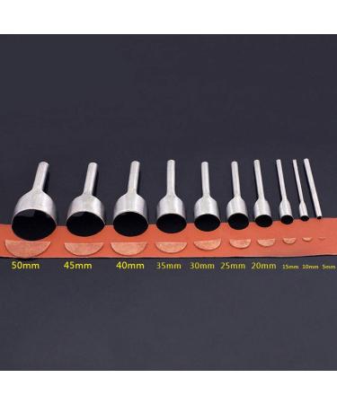 Odowalker Strap End Punch Set - 10pc Leather Craft Tools for Crafting Strap Belt Wallets & Bags - Half-Round Cutter Punch (5-50mm) - Buy Online on SooperMarket.com