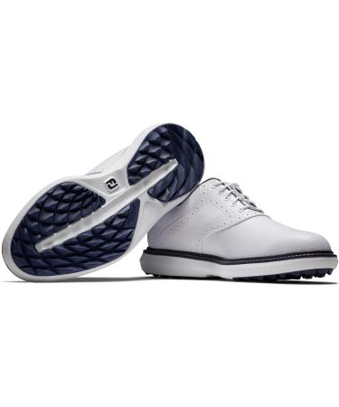 FootJoy Men's Fj Traditions Spikeless Golf Shoe - 44 EU Wide - White/Navy - Best for Comfort & Performance - Buy Online on SooperMarket.com
