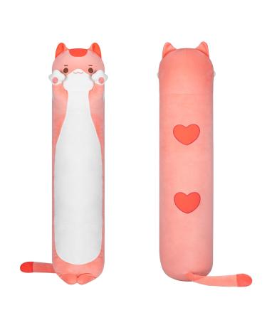 Mewaii 130cm cuddly toy kawaii long cats plush pillow pink soft toys plush toy stuffed animal toys cuddly pillow gift plush pillow light pink cat 130 cm