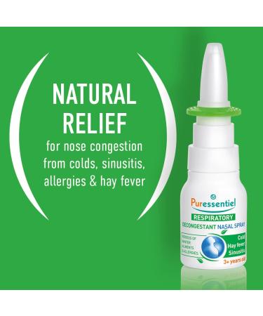 PURESSENTIEL - Respiratory Hypertonic Nasal Spray with 4 essential oils - Decongests the nose for easier breathing - Used to treat winter ailments and allergies - 100% from natural sources - 15ml - Buy Online on SooperMarket.com