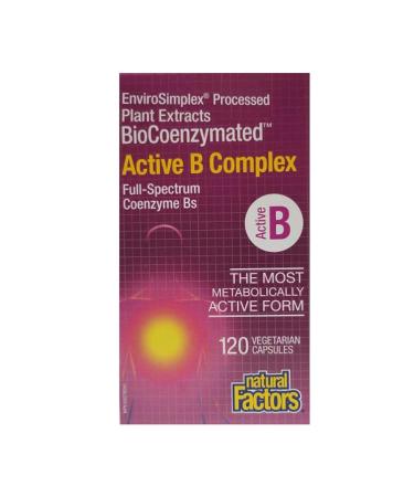 Natural Factors Active B Complex | Metabolism Support Stress Relief Dietary Supplement | Suitable for Vegans (120 Vegetarian Capsules)