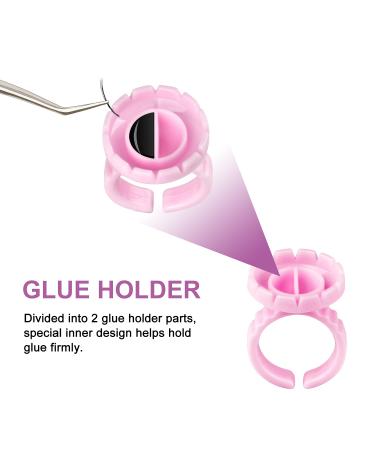 Eyelash Extension Glue Rings 100PCS - Disposable Fanning Cups - Pink MEKK Lash Supplies - Buy Online on SooperMarket.com