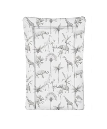 Ceba Deluxe Unisex Baby Waterproof Changing Mat with Raised Edges Monochrome Safari Animals White 125863