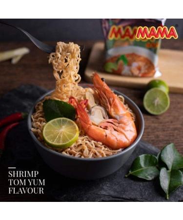 MAMA Tom Yum Shrimp Noodles 60g Pack of 10 - Delicious Thai Flavors Hot & Spicy Noodles w/Shrimp Tom Yum Soup Base No Trans Fat w/Fewer Calories Than Deep Fried Noodles - Buy Online on SooperMarket.com