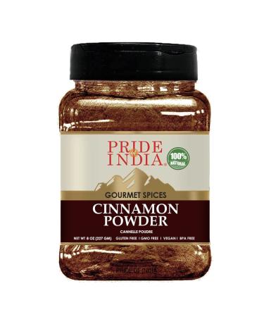 Pride of India  Natural Cinnamon Ground  Pure & Fresh  Gourmet Spice  Perfect for sweet & savory dishes  Easy to Use  Good for Restaurant Use - 8 oz. Medium Dual Sifter Bottle