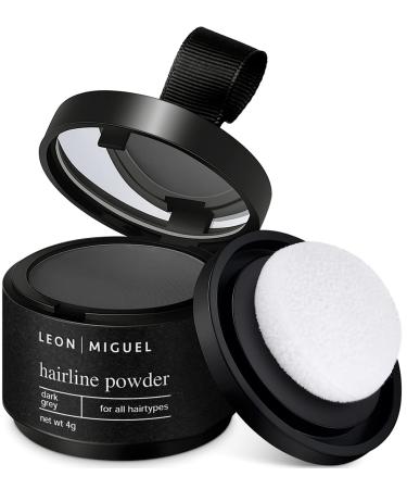 LEON MIGUEL Hair Line Powder Unisex Hair Repair Make Up Hair Shadow Make Up - Instantly Covers and Conceals Receding Hairlines Thinning Hair etc. Waterproof | 4g (dark grey)