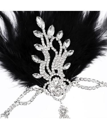 Silver FRCOLOR Flapper Headband 1920's Great Gatsby Vintage Feather Rhinestone Headpiece - Buy Online on SooperMarket.com