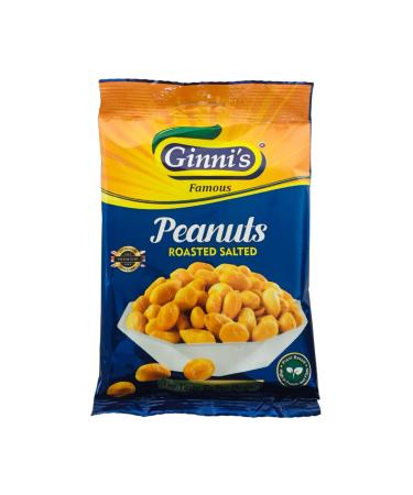 Ginni's Famous Roasted Salted Peanuts - Healthy Entertainment Movie Beer Crunchy Snacks - Perfect for Parties & Bars - 10 x 90g