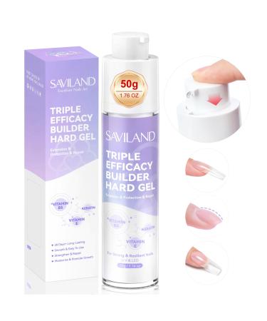 SAVILAND Clear Builder Nail Gel: 50 g Gel Builder for Nails Thickening Vitamin E B5 Kerain Nail Strengthener Extension Gel Innovative Pressing Bottle Builder Hard Gel for Thin Damaged Nail Repair&Care