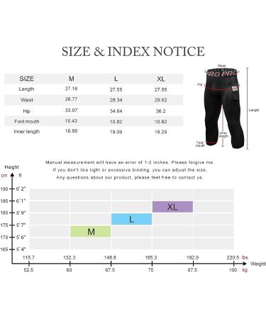 3 Pack Men's 3/4 Compression Pants with Pockets - Cool Dry Athletic Leggings for Sports, Yoga, Gym - Black (Medium) - Buy Online on SooperMarket.com