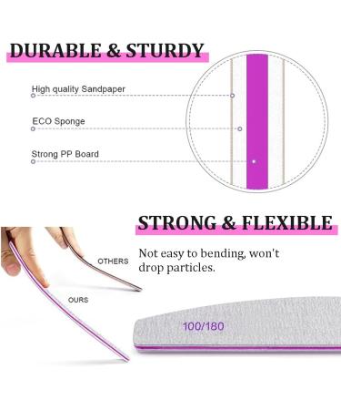 Nail Files 20PCS Professional Double Sided 100/180 Grit Nail Files Emery Board Manicure Pedicure Tool and Nail Buffering Files - Buy Online on SooperMarket.com